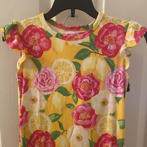 Posh Peanut Floral Annika Angel Sleeve Tee & Pink Varsity Shorts Set Size 9 NWT - Picture 3 of 12